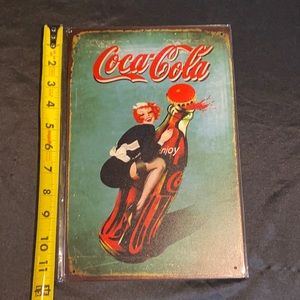 Metal Coca-Cola vintage style sign. 12 inches X8 inches.